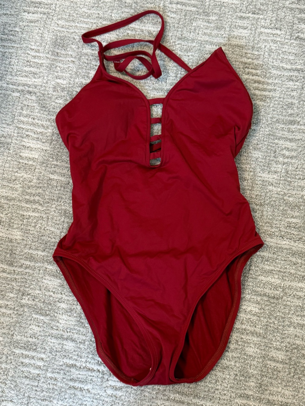 La Blanca Red Strappy V-Neck One-Piece Swimsuit